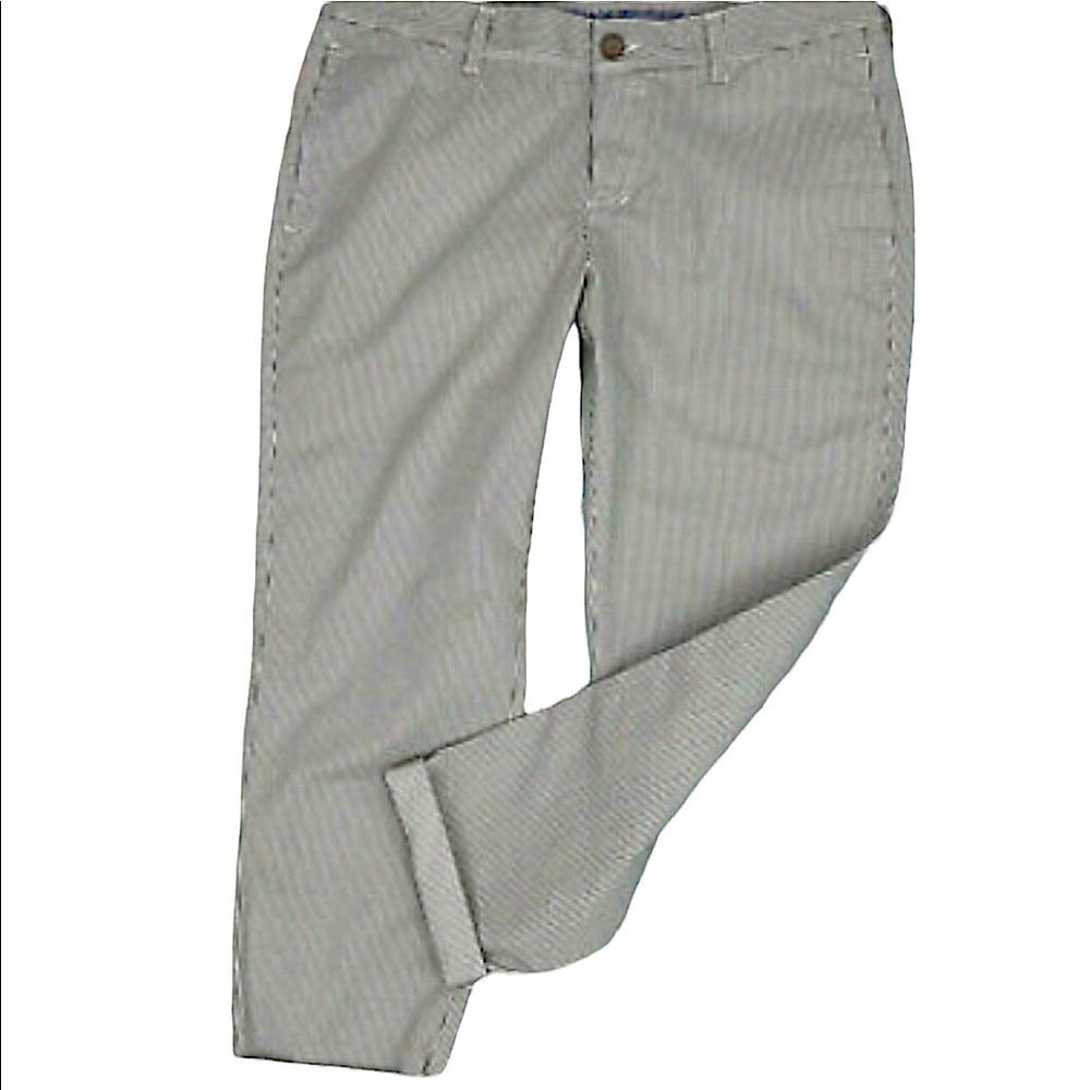 Khaki’s by GAP Vintage Rolled Crop Pants White & Gray Blue Pin-Stripe Size 6R